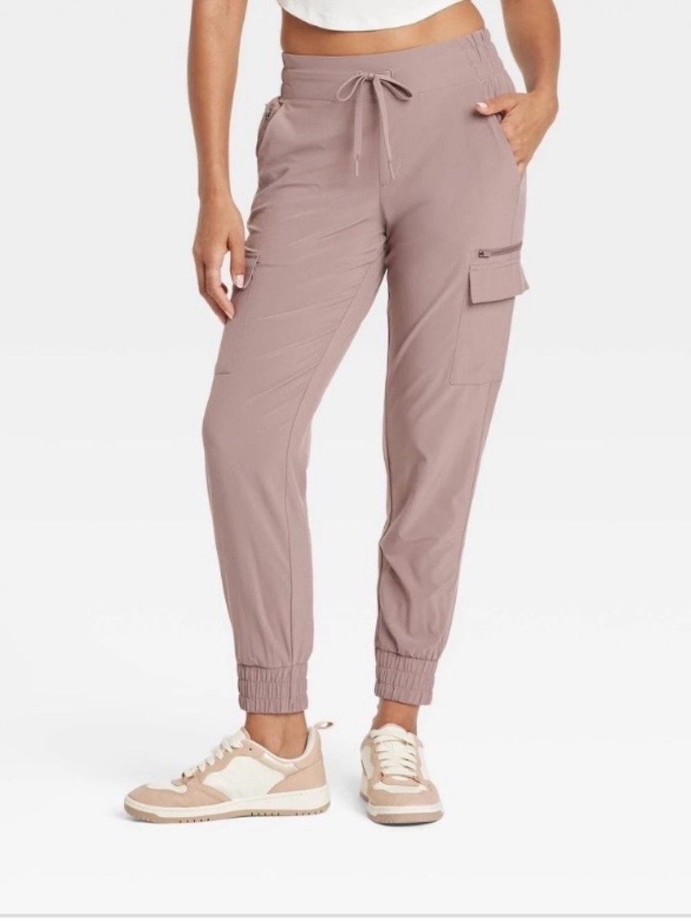 All in Motion Active Stretch Woven Cargo Pants Joggers brown Size XS New
